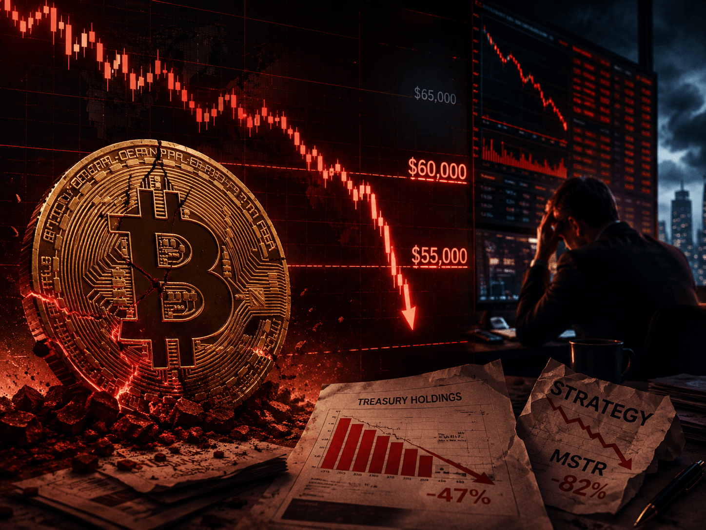 Bitcoin Crash: Will BTC Fall to $55K Next as Strategy Losses Deepen?