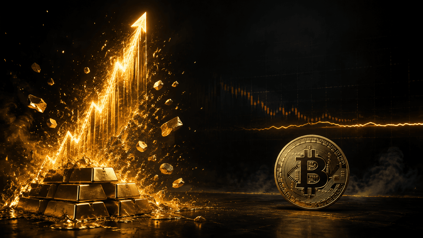 Gold Adds $1.3 Trillion in One Day While Bitcoin Stalls at $64K